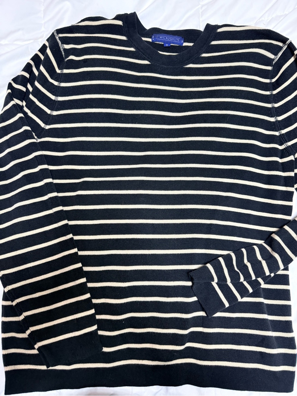 J McLaughlin Navy & White Striped Crewneck Sweater